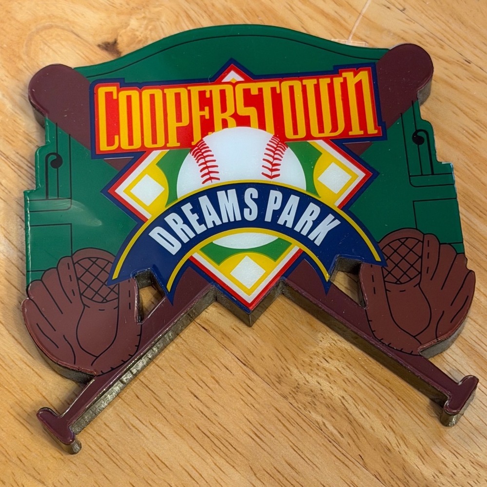 Cooperstown Dreams Park Baseball Fridge Magnet Souvenir Crossed Bats Gloves